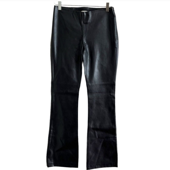 Boston Proper Pants - Boston Proper Black Faux Leather Pants Womens 4 Bootcut Flare side zip Vegan